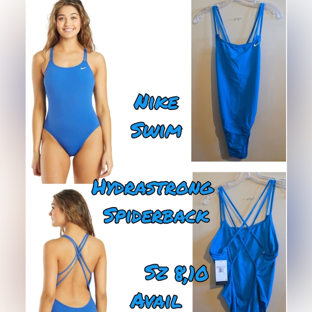 Nike Womens Swim One-Piece Swimsuit Blue Spiderback